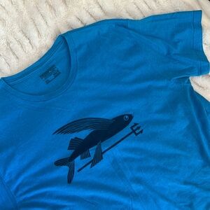 Patagonia Blue and Black Short Sleeve Tee with Fish Graphic